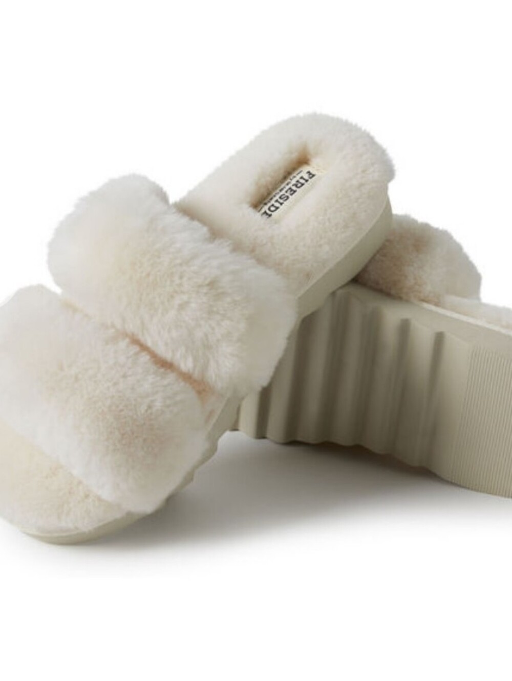 Fireside By Dearfoams Benalla Double Band Shearling Slides- Natural